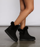 Cuddle Weather Faux Suede Booties are chic ladies' shoes to complete your best 2023 outfits. They come in a variety of trendy women's shoe styles like platforms and dressy low-heels, & are available in wide widths for better comfort.