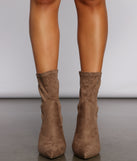 Faux Suede Pointed Toe Sock Booties are chic ladies' shoes to complete your best 2023 outfits. They come in a variety of trendy women's shoe styles like platforms and dressy low-heels, & are available in wide widths for better comfort.