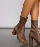 Faux Suede Pointed Toe Sock Booties are chic ladies' shoes to complete your best 2023 outfits. They come in a variety of trendy women's shoe styles like platforms and dressy low-heels, & are available in wide widths for better comfort.