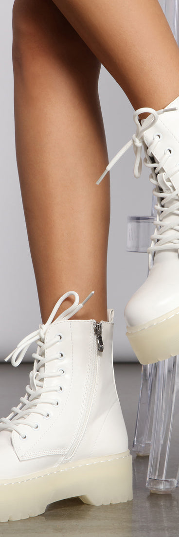 Clearly On Fleek Faux Leather Combat Boots are chic ladies' shoes to complete your best 2023 outfits. They come in a variety of trendy women's shoe styles like platforms and dressy low-heels, & are available in wide widths for better comfort.