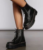She's A Baddie Faux Leather Combat Boots are chic ladies' shoes to complete your best 2023 outfits. They come in a variety of trendy women's shoe styles like platforms and dressy low-heels, & are available in wide widths for better comfort.