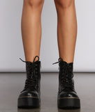 She's A Baddie Faux Leather Combat Boots are chic ladies' shoes to complete your best 2023 outfits. They come in a variety of trendy women's shoe styles like platforms and dressy low-heels, & are available in wide widths for better comfort.