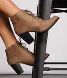 Faux Suede Lace-Up Block Heel Booties are chic ladies' shoes to complete your best 2023 outfits. They come in a variety of trendy women's shoe styles like platforms and dressy low-heels, & are available in wide widths for better comfort.