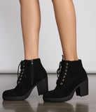 Lace Up Faux Suede Lug Booties are chic ladies' shoes to complete your best 2023 outfits. They come in a variety of trendy women's shoe styles like platforms and dressy low-heels, & are available in wide widths for better comfort.