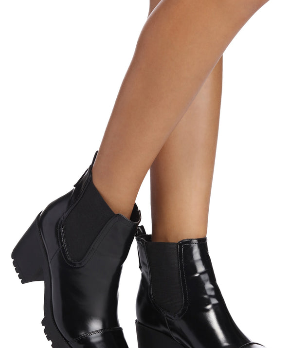 Shoe Shine Lug Sole Booties for 2022 festival outfits, festival dress, outfits for raves, concert outfits, and/or club outfits