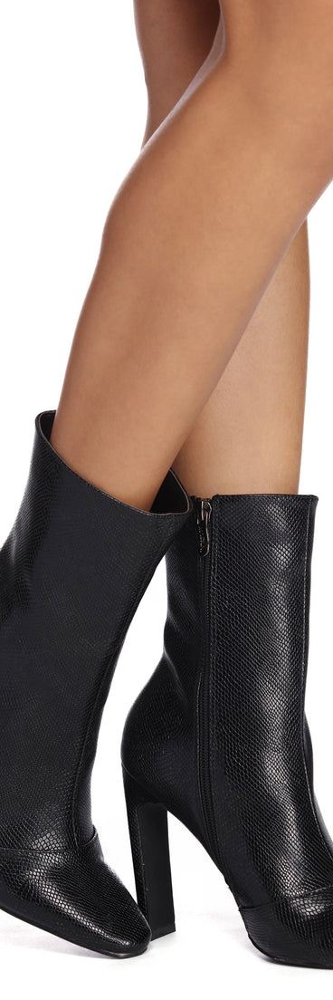 Kind Of A Baddie Snake Booties are chic ladies' shoes to complete your best 2023 outfits. They come in a variety of trendy women's shoe styles like platforms and dressy low-heels, & are available in wide widths for better comfort.