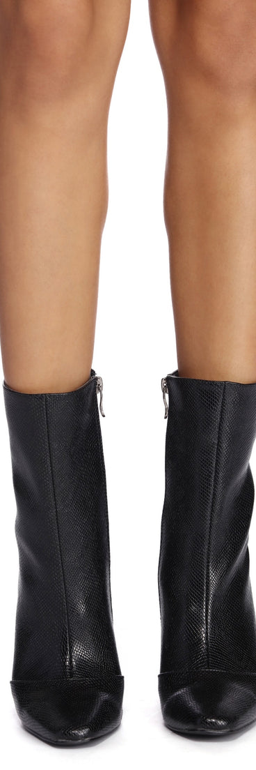 Kind Of A Baddie Snake Booties are chic ladies' shoes to complete your best 2023 outfits. They come in a variety of trendy women's shoe styles like platforms and dressy low-heels, & are available in wide widths for better comfort.