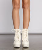 Edgy Vibes Faux Leather Combat Booties are chic ladies' shoes to complete your best 2023 outfits. They come in a variety of trendy women's shoe styles like platforms and dressy low-heels, & are available in wide widths for better comfort.