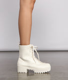 Edgy Vibes Faux Leather Combat Booties are chic ladies' shoes to complete your best 2023 outfits. They come in a variety of trendy women's shoe styles like platforms and dressy low-heels, & are available in wide widths for better comfort.