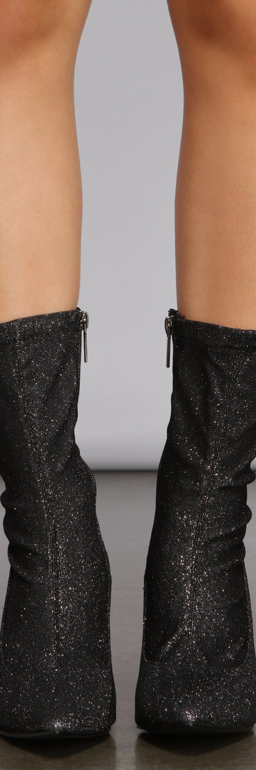 Glitter Knit Stiletto Sock Booties are chic ladies' shoes to complete your best 2023 outfits. They come in a variety of trendy women's shoe styles like platforms and dressy low-heels, & are available in wide widths for better comfort.