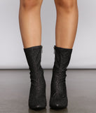 Glitter Knit Stiletto Sock Booties are chic ladies' shoes to complete your best 2023 outfits. They come in a variety of trendy women's shoe styles like platforms and dressy low-heels, & are available in wide widths for better comfort.