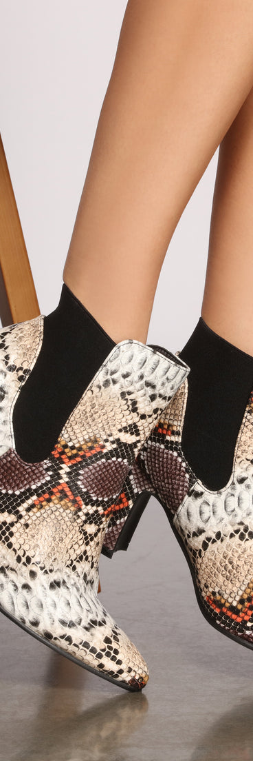 Fashionista Babe Snake Print Booties are chic ladies' shoes to complete your best 2023 outfits. They come in a variety of trendy women's shoe styles like platforms and dressy low-heels, & are available in wide widths for better comfort.