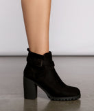 Buckle Up Lug Sole Block Heel Booties are chic ladies' shoes to complete your best 2023 outfits. They come in a variety of trendy women's shoe styles like platforms and dressy low-heels, & are available in wide widths for better comfort.