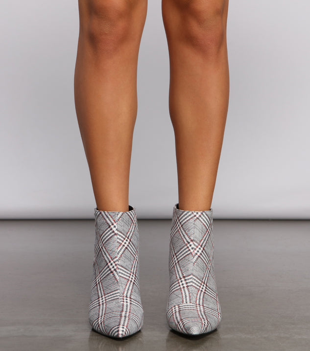 Perfectly Poised Plaid Kitten Heel Booties Windsor