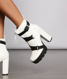Sassy Straps Faux Leather Lug Booties is a trendy pick to create 2023 concert outfits, festival dresses, outfits for raves, or to complete your best party outfits or clubwear!