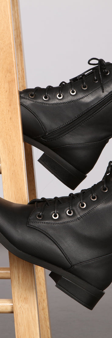 Lace-Up Glam Faux Leather Booties is a trendy pick to create 2023 concert outfits, festival dresses, outfits for raves, or to complete your best party outfits or clubwear!