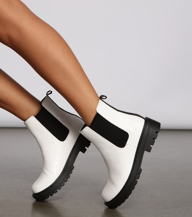 On Edge Faux Leather Lug Booties are chic ladies' shoes to complete your best 2023 outfits. They come in a variety of trendy women's shoe styles like platforms and dressy low-heels, & are available in wide widths for better comfort.