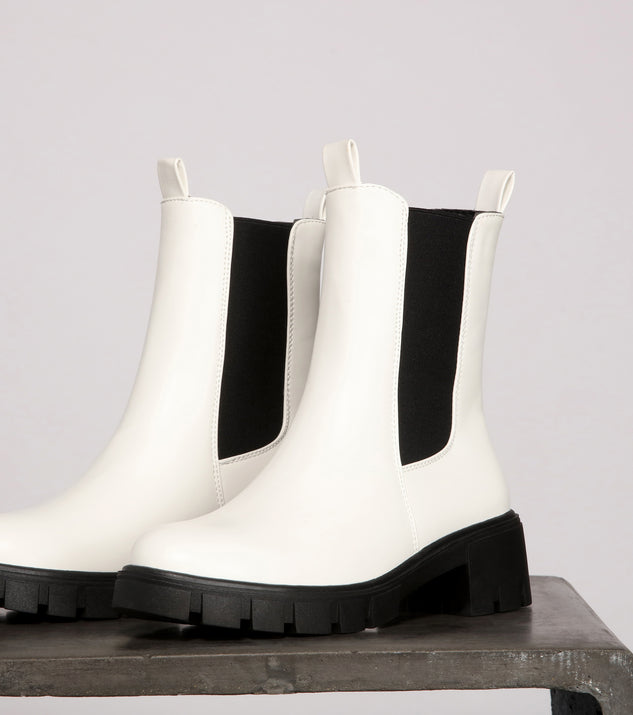 Level Up Faux Leather Lug Sole Booties are chic ladies' shoes to complete your best 2023 outfits. They come in a variety of trendy women's shoe styles like platforms and dressy low-heels, & are available in wide widths for better comfort.