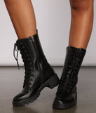 Edgy Trends Faux Leather Combat Boots are chic ladies' shoes to complete your best 2023 outfits. They come in a variety of trendy women's shoe styles like platforms and dressy low-heels, & are available in wide widths for better comfort.