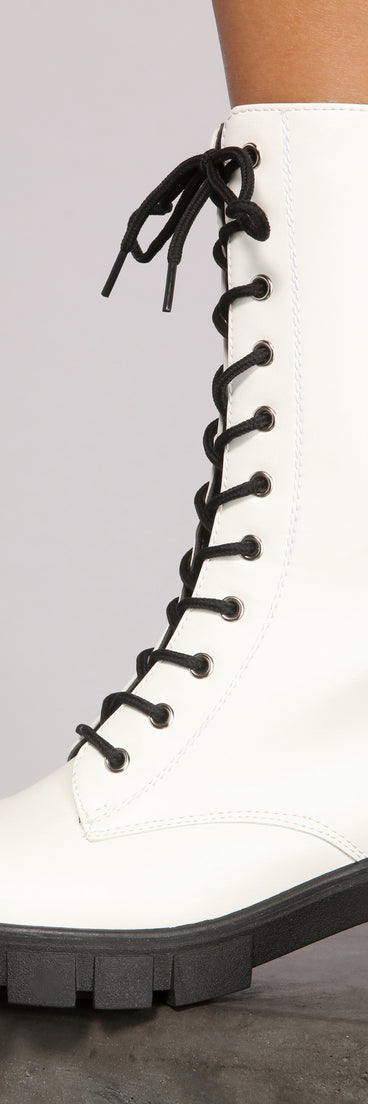 Edgy Trends Faux Leather Combat Boots are chic ladies' shoes to complete your best 2023 outfits. They come in a variety of trendy women's shoe styles like platforms and dressy low-heels, & are available in wide widths for better comfort.