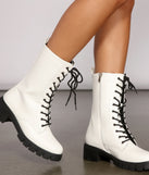 Edgy Trends Faux Leather Combat Boots are chic ladies' shoes to complete your best 2023 outfits. They come in a variety of trendy women's shoe styles like platforms and dressy low-heels, & are available in wide widths for better comfort.