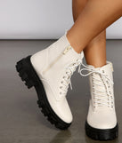 Glamour Rebel Faux Leather Lug Booties is a trendy pick to create 2023 concert outfits, festival dresses, outfits for raves, or to complete your best party outfits or clubwear!