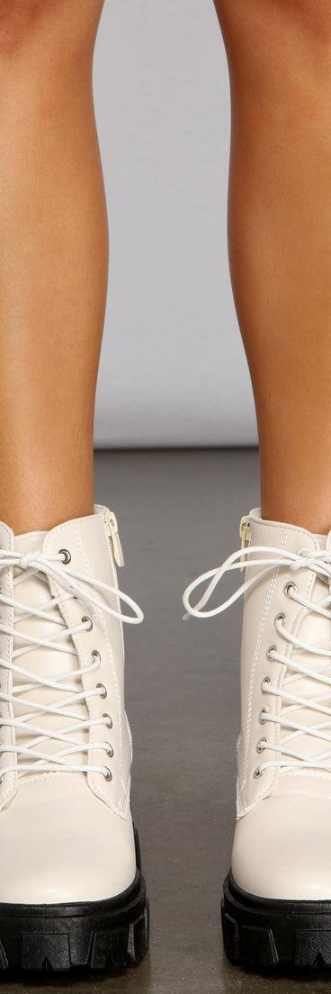 Glamour Rebel Faux Leather Lug Booties are chic ladies' shoes to complete your best 2023 outfits. They come in a variety of trendy women's shoe styles like platforms and dressy low-heels, & are available in wide widths for better comfort.