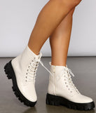 Glamour Rebel Faux Leather Lug Booties is a trendy pick to create 2023 concert outfits, festival dresses, outfits for raves, or to complete your best party outfits or clubwear!