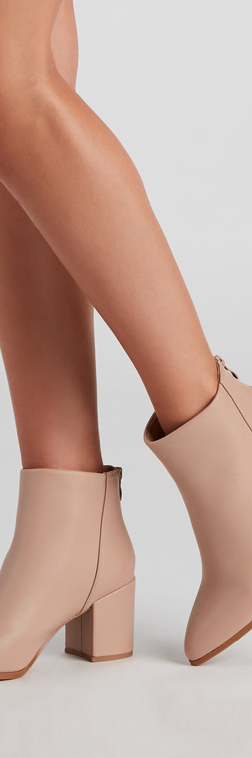 Basic Chic Faux Leather Booties is a trendy pick to create 2023 concert outfits, festival dresses, outfits for raves, or to complete your best party outfits or clubwear!