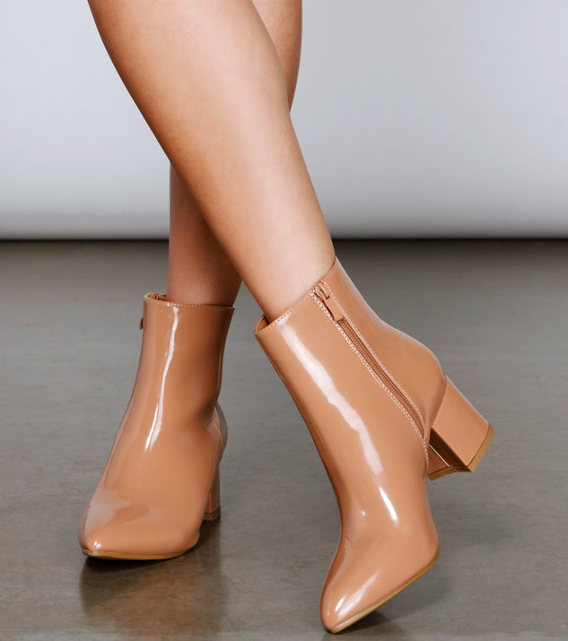 Faux patent leather booties outlet