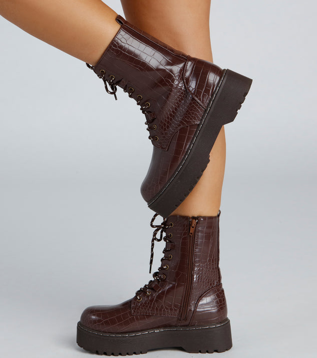 Edgy Glamour Platform Lace-Up Boots are chic ladies' shoes to complete your best 2023 outfits. They come in a variety of trendy women's shoe styles like platforms and dressy low-heels, & are available in wide widths for better comfort.