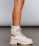 Faux Leather Lug Sole Booties With Pouch are chic ladies' shoes to complete your best 2023 outfits. They come in a variety of trendy women's shoe styles like platforms and dressy low-heels, & are available in wide widths for better comfort.