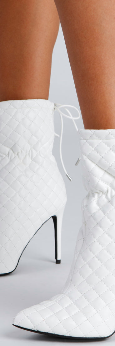 Fashion Puff Quilted Stiletto Booties are chic ladies' shoes to complete your best 2023 outfits. They come in a variety of trendy women's shoe styles like platforms and dressy low-heels, & are available in wide widths for better comfort.