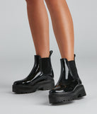 One True Lug Patent Chunky Boots is a trendy pick to create 2023 concert outfits, festival dresses, outfits for raves, or to complete your best party outfits or clubwear!