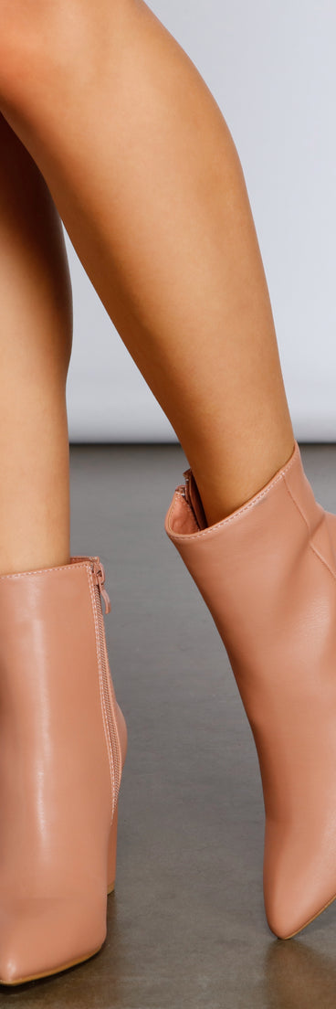 Too Chic Faux Leather Pointy Toe Booties is a trendy pick to create 2023 concert outfits, festival dresses, outfits for raves, or to complete your best party outfits or clubwear!