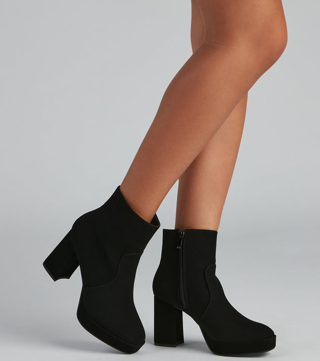 Uptown Chic Nubuck Platform Booties are chic ladies' shoes to complete your best 2023 outfits. They come in a variety of trendy women's shoe styles like platforms and dressy low-heels, & are available in wide widths for better comfort.