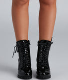 Stylin' In Lug Patent Leather Boots are chic ladies' shoes to complete your best 2023 outfits. They come in a variety of trendy women's shoe styles like platforms and dressy low-heels, & are available in wide widths for better comfort.