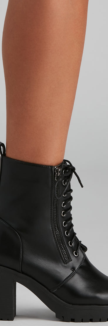 Walk On By Lug Combat Booties is a trendy pick to create 2023 concert outfits, festival dresses, outfits for raves, or to complete your best party outfits or clubwear!