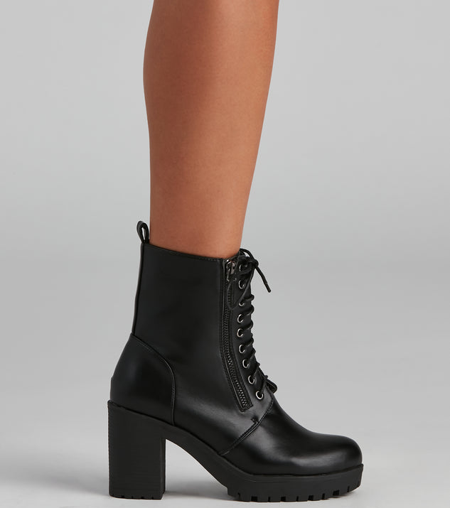 Black Heel Boots Boots For Women Soda FLING Women Chunky Lug Sole