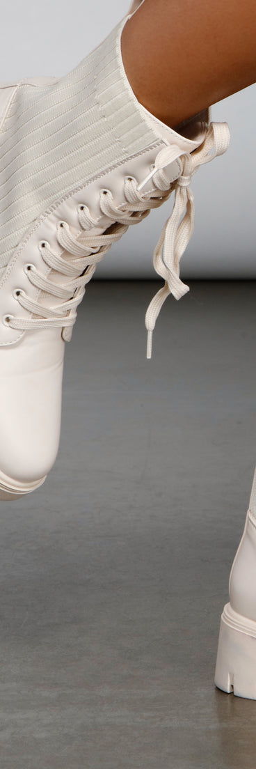 Trendy Moves Lace-Up Sock Booties is a trendy pick to create 2023 concert outfits, festival dresses, outfits for raves, or to complete your best party outfits or clubwear!