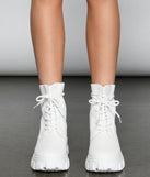 Trendy Vibes Lace-Up Sock Booties are chic ladies' shoes to complete your best 2023 outfits. They come in a variety of trendy women's shoe styles like platforms and dressy low-heels, & are available in wide widths for better comfort.