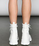 Trendy Vibes Lace-Up Sock Booties is a trendy pick to create 2023 concert outfits, festival dresses, outfits for raves, or to complete your best party outfits or clubwear!