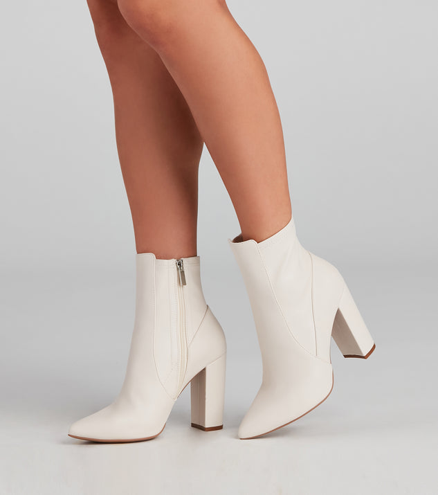 Fashion Point Block Heel Booties is a trendy pick to create 2023 concert outfits, festival dresses, outfits for raves, or to complete your best party outfits or clubwear!