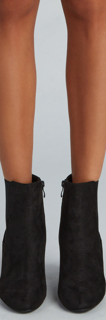 Chic Vibe Alert Faux Suede Booties are chic ladies' shoes to complete your best 2023 outfits. They come in a variety of trendy women's shoe styles like platforms and dressy low-heels, & are available in wide widths for better comfort.