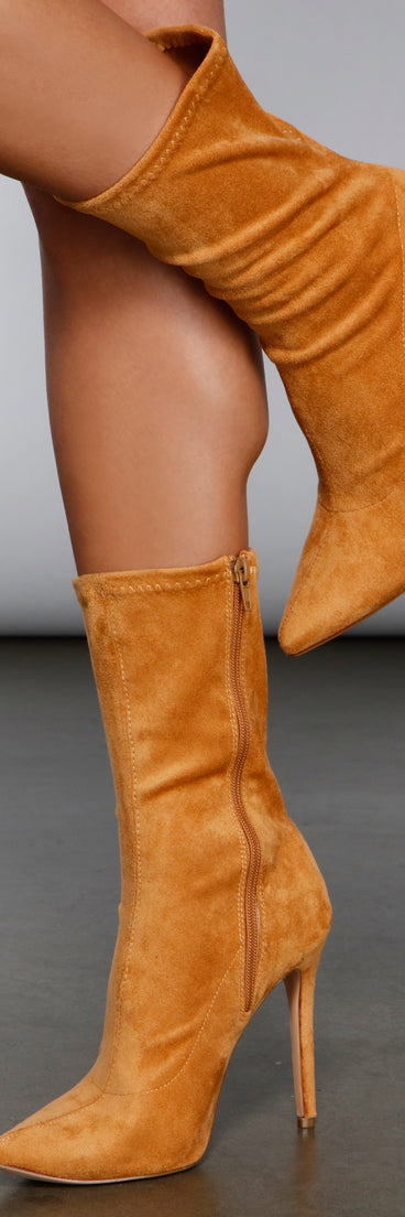 The Moment Faux Suede Stiletto Booties is a trendy pick to create 2023 concert outfits, festival dresses, outfits for raves, or to complete your best party outfits or clubwear!