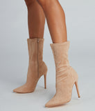 Fashion Forward Faux Suede Stiletto Boots are chic ladies' shoes to complete your best 2023 outfits. They come in a variety of trendy women's shoe styles like platforms and dressy low-heels, & are available in wide widths for better comfort.