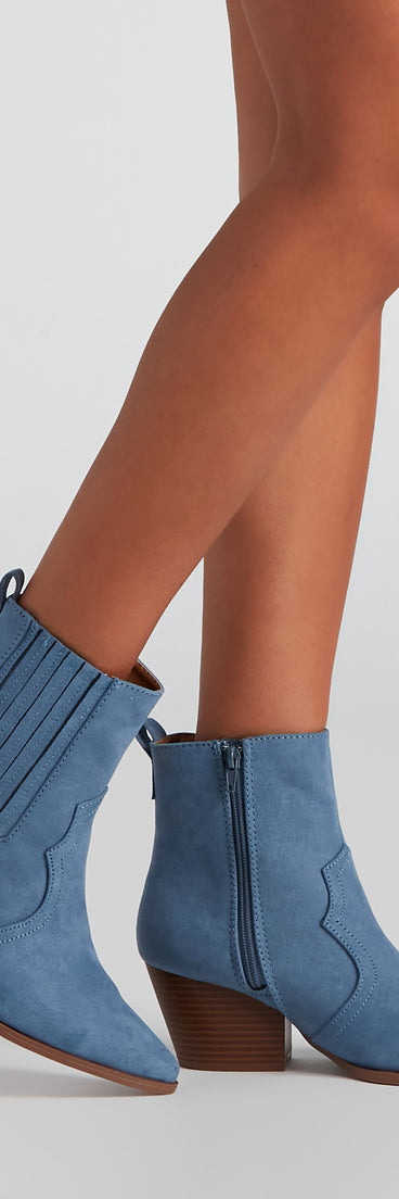 Cowgirl Digs Faux Suede Booties is a trendy pick to create 2023 concert outfits, festival dresses, outfits for raves, or to complete your best party outfits or clubwear!