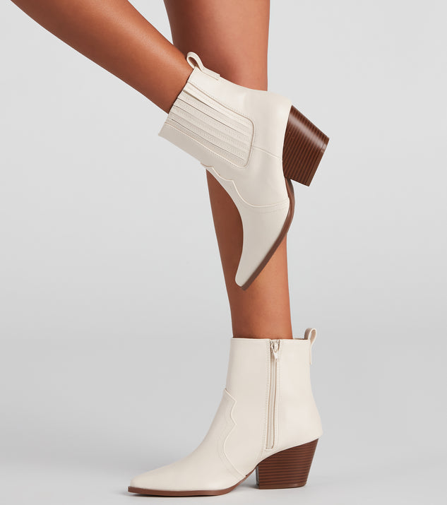 Country Kicks Faux Leather Block Booties is a trendy pick to create 2023 concert outfits, festival dresses, outfits for raves, or to complete your best party outfits or clubwear!