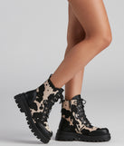 Don't Have A Cow Lug Booties is a trendy pick to create 2023 concert outfits, festival dresses, outfits for raves, or to complete your best party outfits or clubwear!