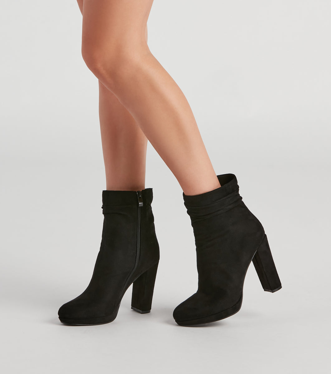 Meet Chic Faux Suede Slouch Booties